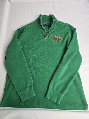 Polo By Ralph Lauren Green 1/4 Zip Pullover Sweater Big Pony XL